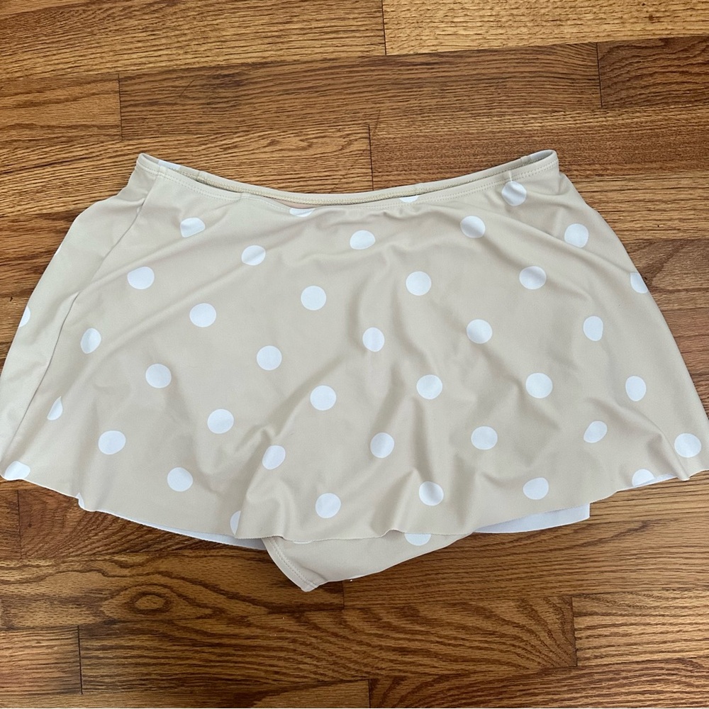 Kortni Jeane Tan and White Polka Dot Swim Skirt